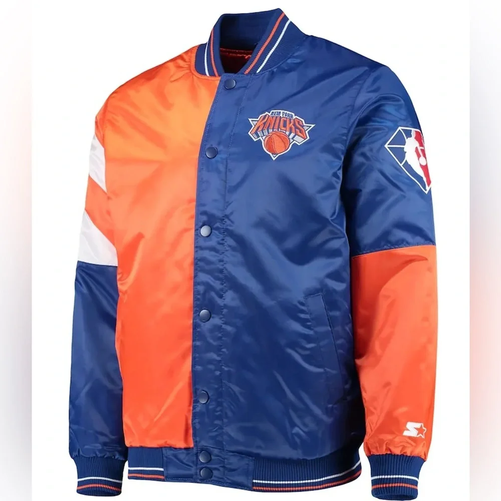 Starter New York Knicks 75th Anniversary Color Block Satin Varsity Jacket M - Picture 2 of 10
